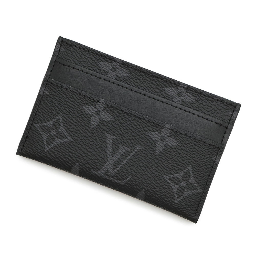 Louis Vuitton Monogram Eclipse Black Porte Cartes Double Card Case Wallet Black
